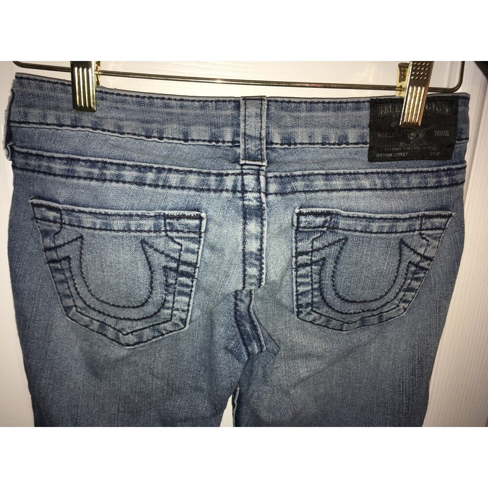 TRUE RELIGION JOHNNY SLIM SKINNY LEG MED WASH LOW RISE STRETCH JEANS Sz 24x29